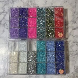 Assorted Rhinestones LOT - Purple, Pink, Teal, Blue, Silver, Gold